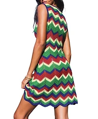 Cupshe Women's Main Attraction Chevron Mini Beach Dress