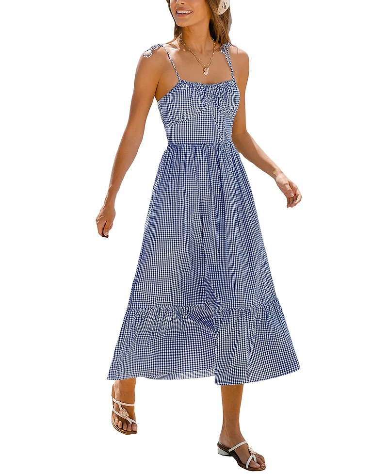 Cupshe Women's Sweet Like Honey Gingham Maxi Beach Dress