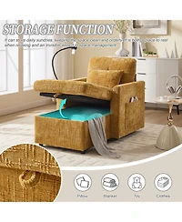 Rainsken Chenille Lazy Recliner Chair with Storage, Phone Holder and Side Pockets