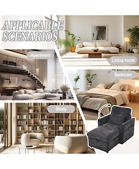 Rainsken Stylish Chenille Single Recliner Lounge Chair with Storage, Phone Holder and Side Pockets, Ideal Leisure Sofa for Bedroom and Living Room