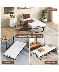 Gouun Cot Size Folding Bed Frame with Memory Foam Mattress and Metal Frame