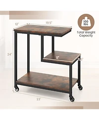 Gouun G-Shaped 3-Tier Mobile End Table with Locking Casters, 23 x 12 in