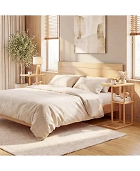 Gouun Set of 2 Bamboo Side Tables with 2-Tier Storage Shelves