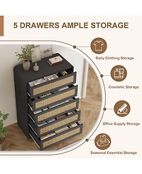 gaomon 31''Tall Rattan Dresser,6 Drawer Dresser for Bedroom,Dressers and Chests of Drawers