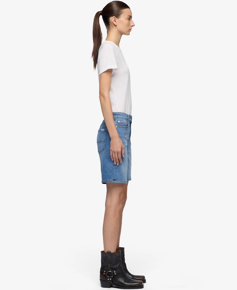 7 For All Mankind Women's Mid-Rise A-Line Cotton Boy Shorts