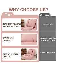 Rainsken 5-Position Adjustable Foldable Lazy Sofa Bed, Space-Saving Corduroy Upholstered Lounge Recliner, Multi-Scene Sleeper Chair for Living Room