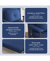 Rainsken Multi-Function Folding Sleeper Chair with Pillow, 5-Position Adjustable Backrest, 3-in-1 Convertible Sofa Bed for Bedroom, Living Room