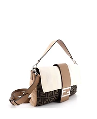 Pre-Owned Fendi Large Baguette Zucca and Pequin Canvas with Zucca Suede