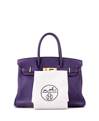 Pre-Owned HERMES Birkin 30 Handbag Purple Swift with Gold Hardware