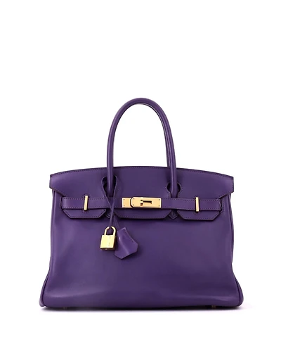 Pre-Owned HERMES Birkin 30 Handbag Purple Swift with Gold Hardware