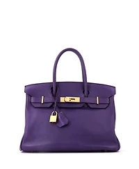 Pre-Owned HERMES Birkin 30 Handbag Purple Swift with Gold Hardware