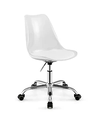 Slickblue Armless Rolling Office Chair Swivel Pu Leather Cushion Clear