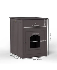 6thdruple Wooden Indoor Pet House with Drawer, Multi-Function Cat and Small Animal Home, Enclosed Furniture Crate Nightstand for Bedroom