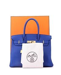Pre-Owned HERMES Birkin 30 Handbag Blue Togo with Gold Hardware