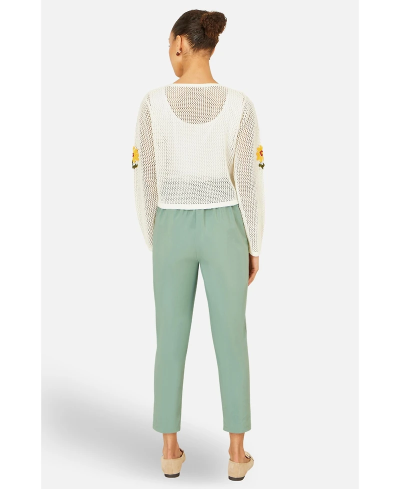 Yumi Women's Crochet Embroidered Flower Cardigan