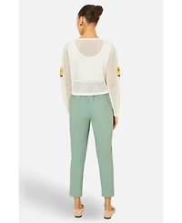 Yumi Women's Crochet Embroidered Flower Cardigan