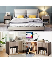 gaomon Garvee Night Stand Set of 2 with Fluted Drawer Storage End Table Mid Century Wood Night Stands Large Modern Farmhouse Nightstand for Bedroom