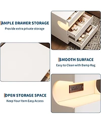 gaomon Garvee Nightstand with App-Controlled Led Light Modern Bedside Table with Charging Station 3 Drawer End Table with Usb Ports and Outlets