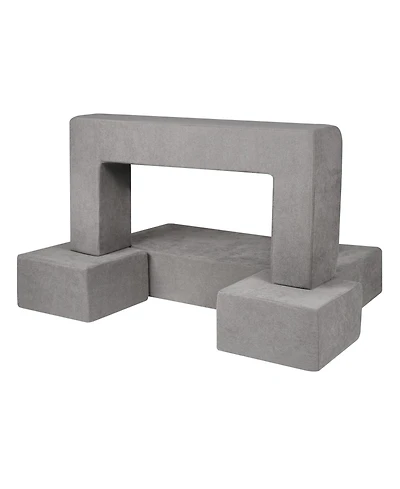 Sugift 4Pcs Modular Kids Play Couch Toddler Sofa Bed for Playroom