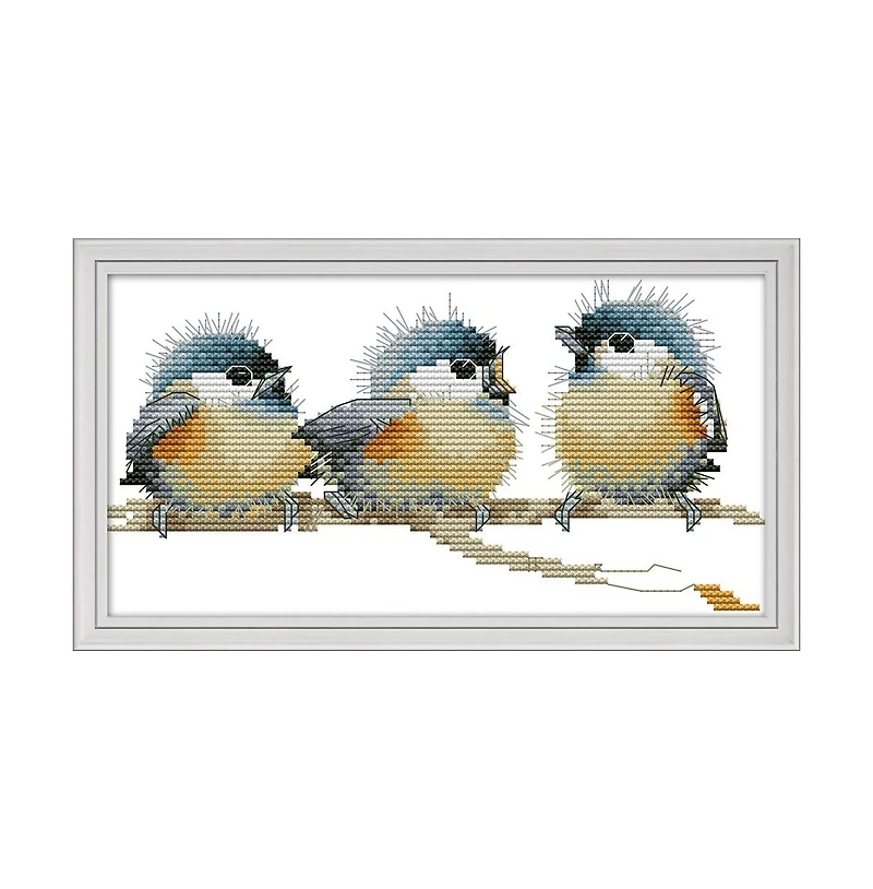 Gnuadz Cross Stitch Embroidery Kit Three Birds Easy Patterns Diy Supplies Christmas Gift Counted Needlework Set