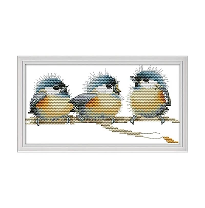 Gnuadz Cross Stitch Embroidery Kit Three Birds Easy Patterns Diy Supplies Christmas Gift Counted Needlework Set
