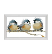 Gnuadz Cross Stitch Embroidery Kit Three Birds Easy Patterns Diy Supplies Christmas Gift Counted Needlework Set