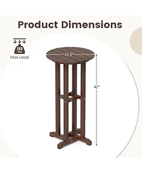 Gouun 21.5 in Round Hdpe Outdoor Bar Height Dining Table with Slatted Top