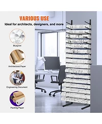 Sugift Blueprint Storage Rack, 16-Tier Hanging Poster Display, Roll File Holder