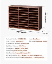 Sugift Literature Organizer, 27 Compartments, Wood Mailbox Sorter for File Storage