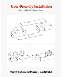 Sugift Floating Tv Stand, 59inch Wall Mount, with Power Outlet and Cable Hole