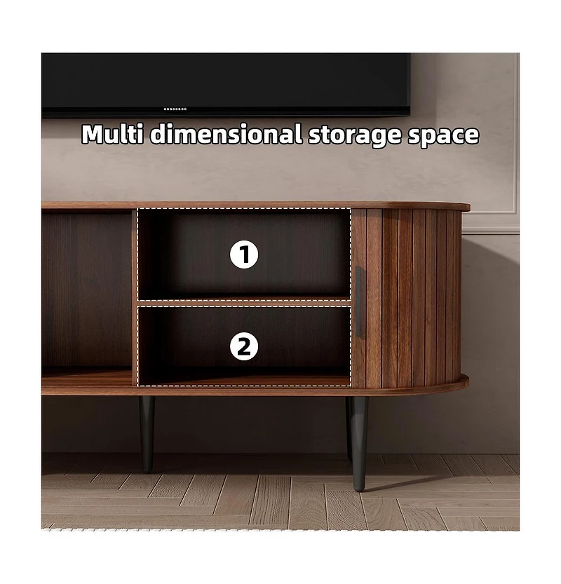 Boyel Living 47 Inches Modern Tv Stand with Sliding Door and Storage Compartment