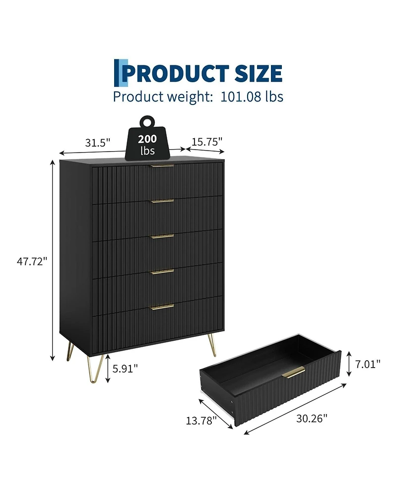 gaomon Fluted Dresser Drawers for Bedroom