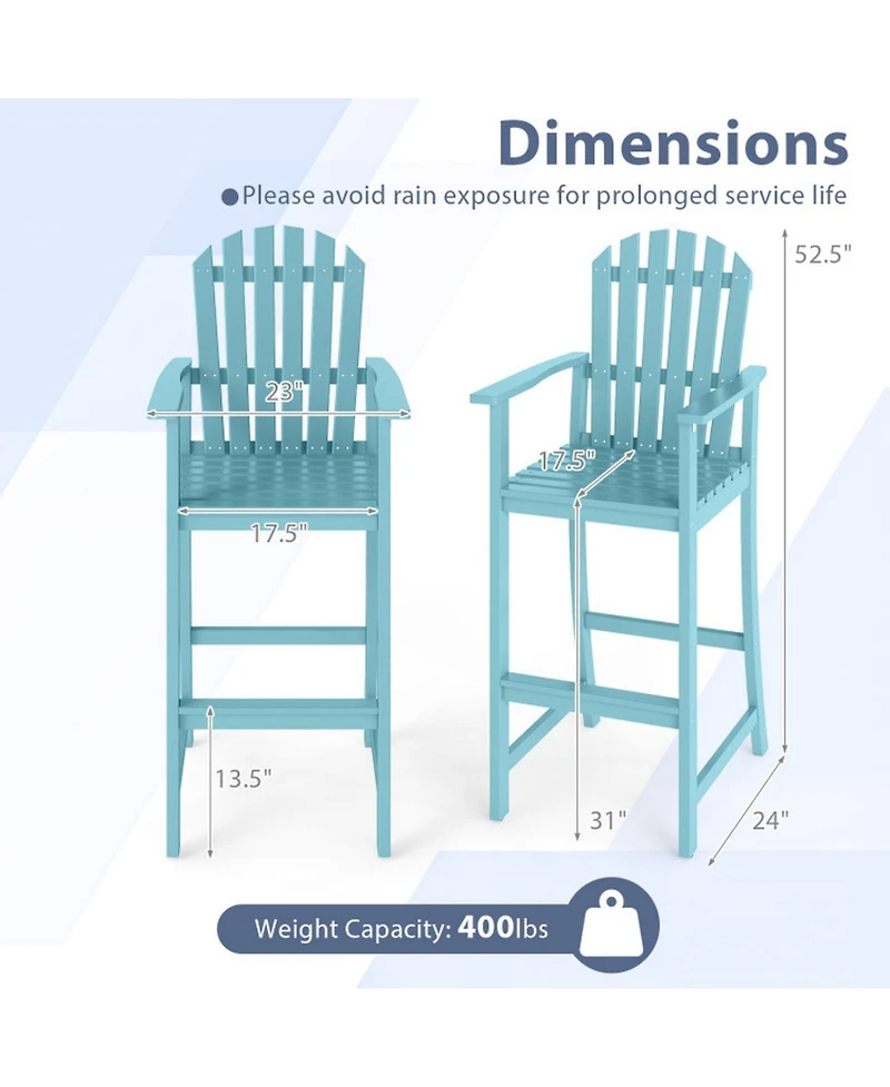 Gouun Tall Acacia Wood Adirondack Chair with Armrests and Built-In Footrest