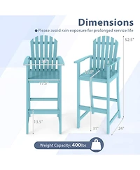 Gouun Tall Acacia Wood Adirondack Chair with Armrests and Built-In Footrest
