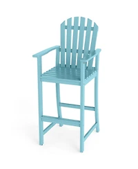 Gouun Tall Acacia Wood Adirondack Chair with Armrests and Built-In Footrest