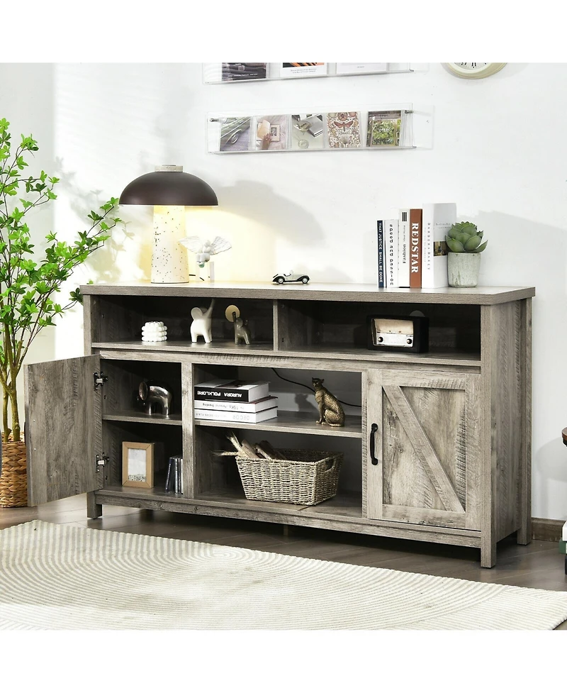 Sugift 59 in Tv Stand Media Console with Barn Doors for 65 in TVs