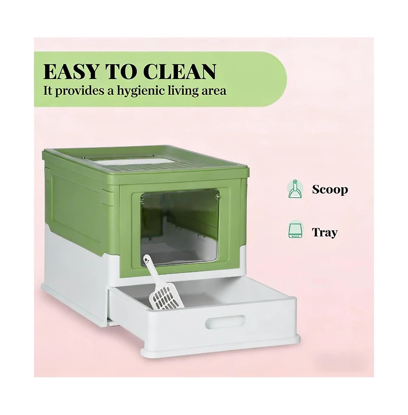 Zeus and Ruta Enclosed Cat Litter Box with Front Entry Odor Control Easy Clean Design Large Capacity