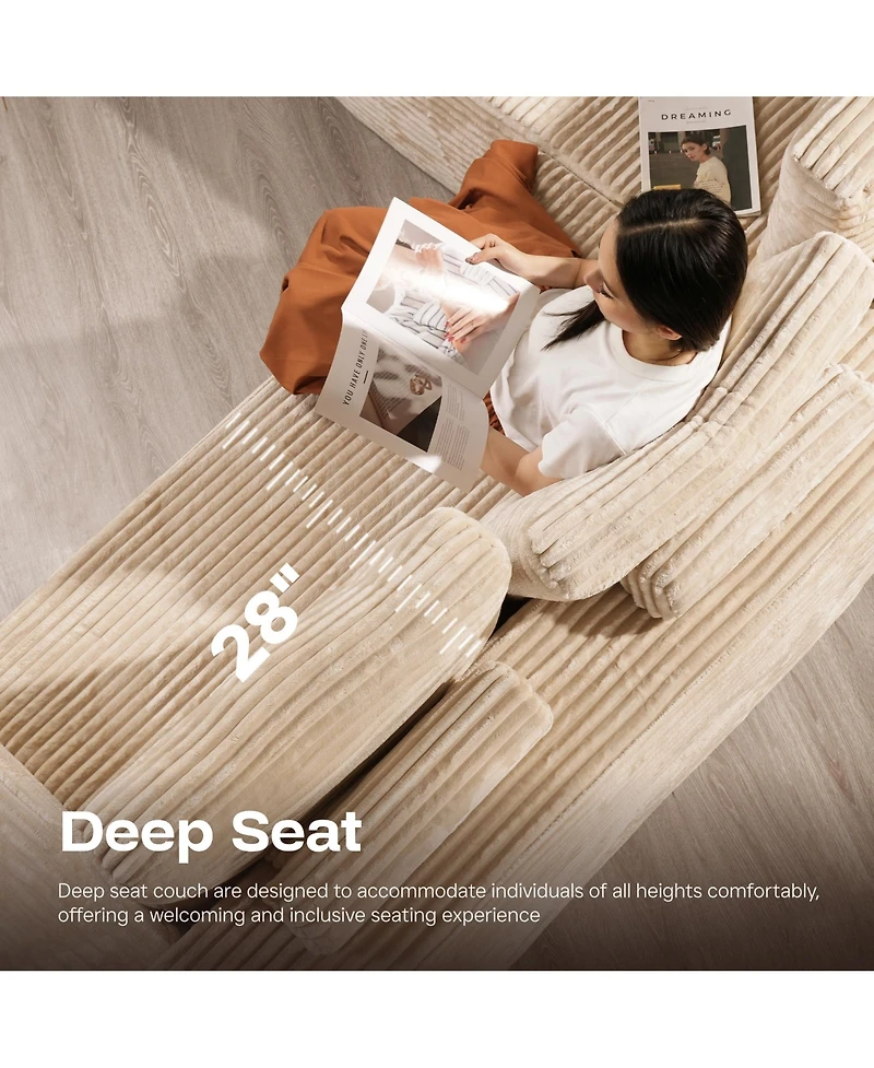 Xizzi 3-Piece L-Shaped Cloud Sectional Sofa with Oversized Chaise Lounge, No-Assembly Living Room Furniture Set, Plush Modular Couch and Comfy Chair