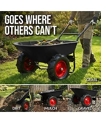 Best Choice Products Heavy Duty Dual-Wheel Wheelbarrow Garden Cart w/Built Stand, 500lb Capacity, Extra Large Wheels