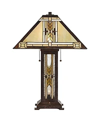 Franklin Iron Works Drake Mission Tiffany Style Table Lamp 25 1/2" High with Table Top Dimmer Nightlight