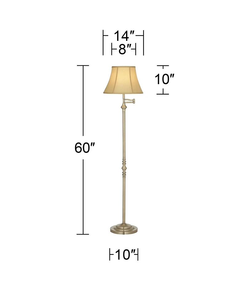 Regency Hill Montebello Traditional Tall Standing Floor Lamps Set of 2 Lights Swing Arm Metal Antique Brass Finish