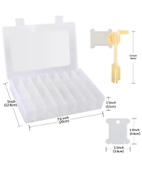 Gnuadz Embroidery Floss Organizer Storage Box Bobbin Winder 24 Compartments 40 Plastic Bobbins Stickers Craft Diy Sewing