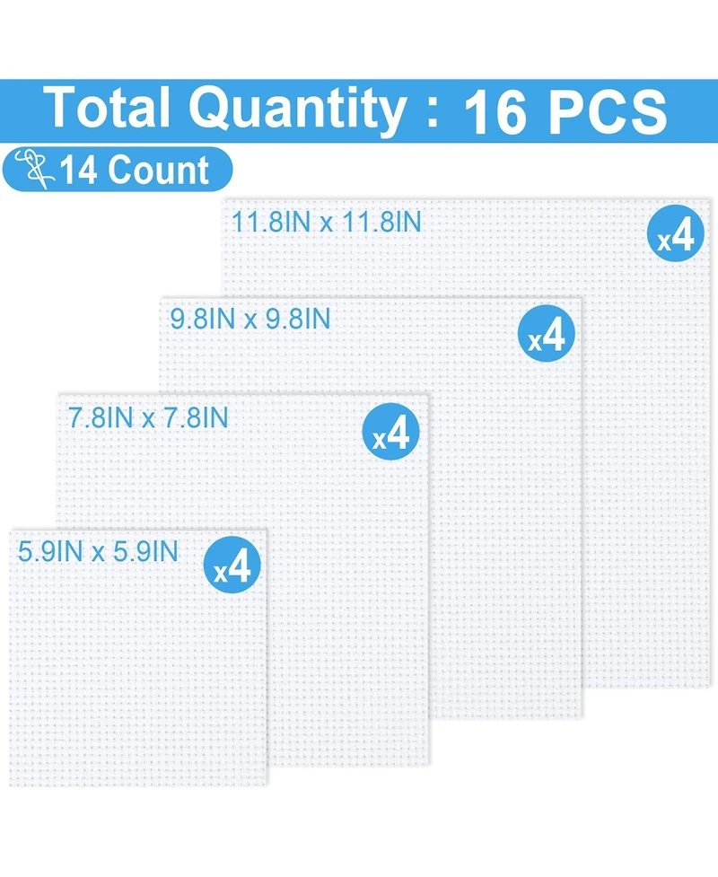 Gnuadz 16 Pcs 14 Ct Cross Fabric Aida Cloth Craft Embroidery Classic Reserve Home Diy Handmade Needlework Decoration