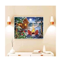 Gnuadz 4 Pack Stamped Cross Kits Four Seasonal Landscape Beginners Adults Embroidery Arts Craft