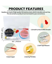 Gnuadz 90pcs Hand Sewing Set Embroidery Threaders Removal Thimble Tape Measure