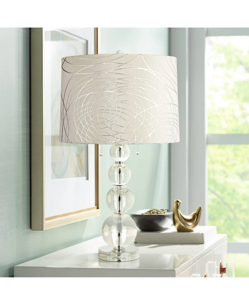 Vienna Full Spectrum Modern Table Lamp 26.5" High Clear Crystal Stacked Spheres