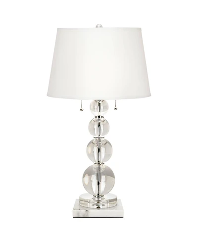 Vienna Full Spectrum Modern Table Lamp 26 1/2" High Square Marble Riser Crystal Spheres Drum Shade for Bedroom Living Room