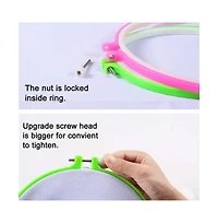 Gnuadz Embroidery Hoops Plastic Cross Hoop Ring Set 6 Pieces 15 Rings 3.4-10.4 Inch Multicolor
