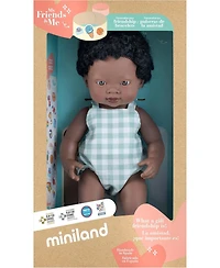 Miniland Baby Doll African Boy 15 inches in Box. Made in Spain with Vanilla Scent. Anatomically Correct. My Friends and Me Collection