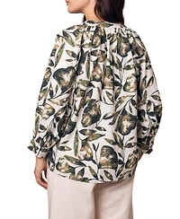 Celtic & Co. Women's Relaxed Cotton Printed V-Neck Blouse